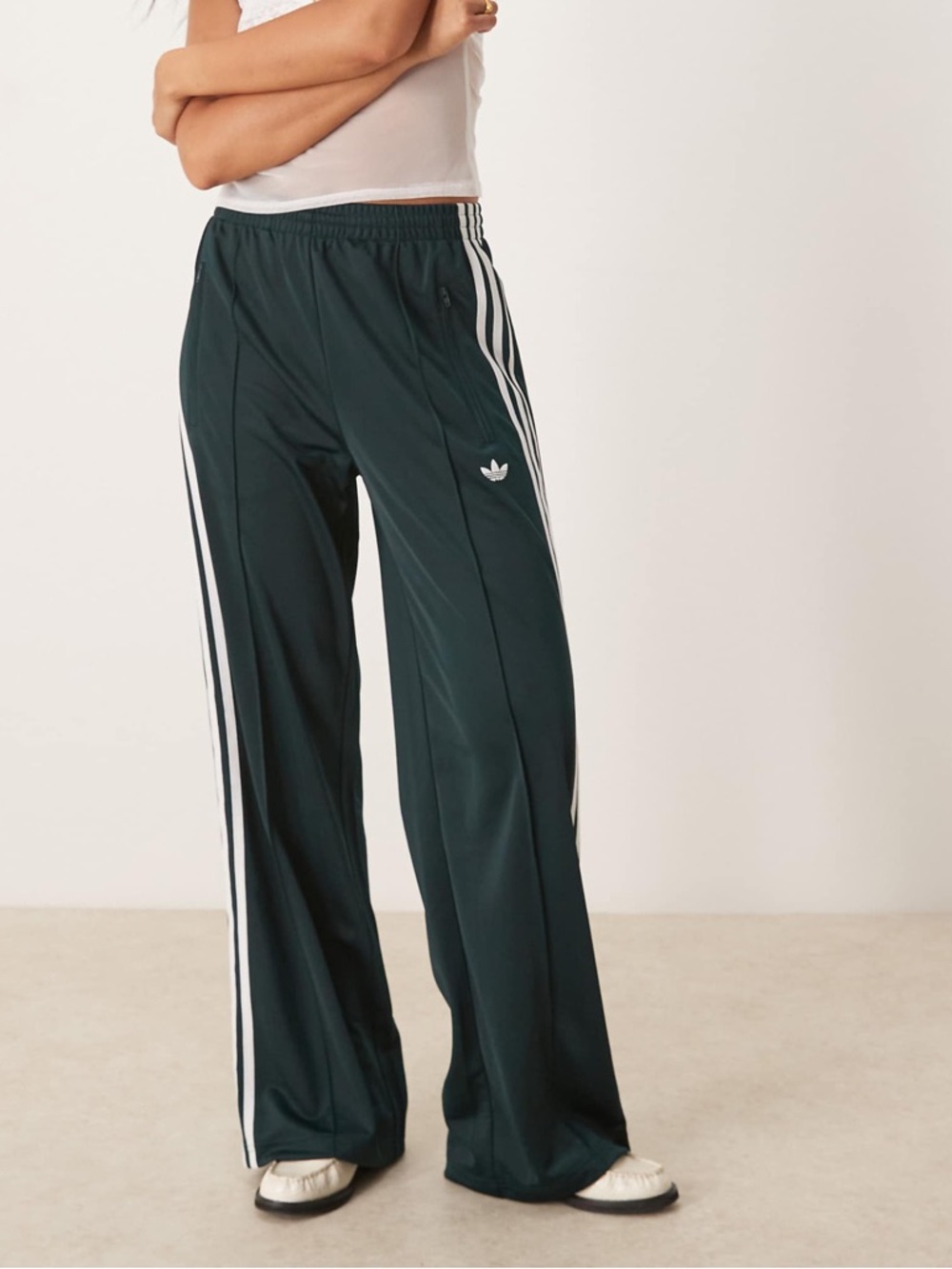 adidas Dark Green Track Pants with White Stripes